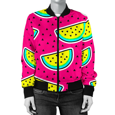 Watermelon Pattern Print Design WM04 Women Bomber Jacket