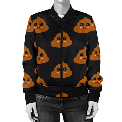 Poop Emoji Pattern Print Design A01 Women's Bomber Jacket