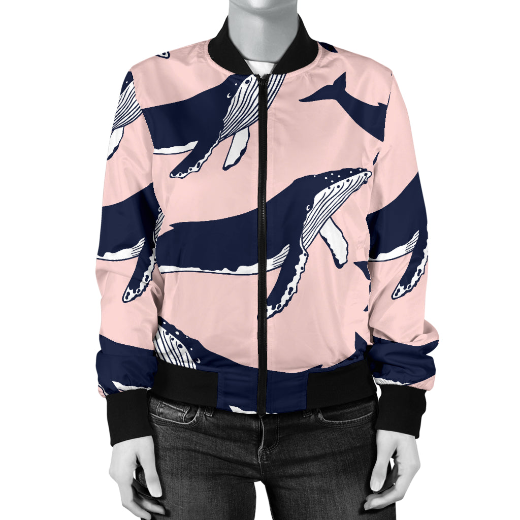 Humpback Whale Pattern Print Design 02 Women's Bomber Jacket