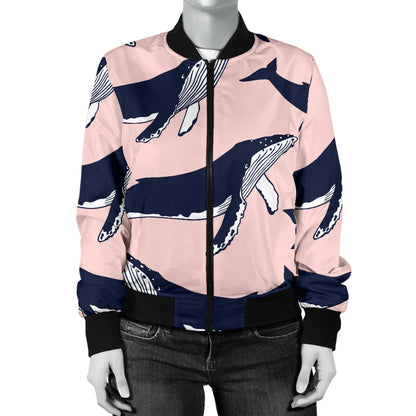 Humpback Whale Pattern Print Design 02 Women's Bomber Jacket