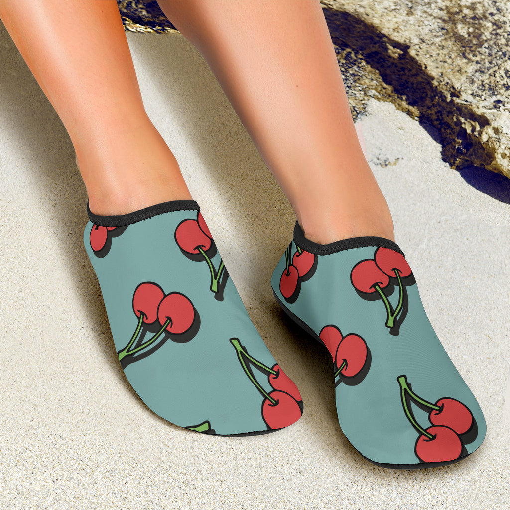 Cherry Pattern Print Design CH03 Aqua Water Shoes