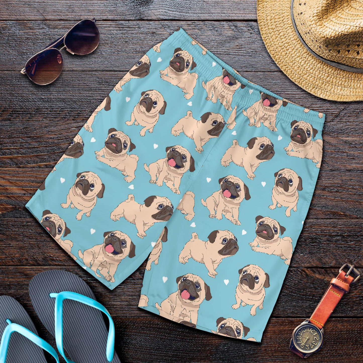 Pug Pattern Print Design A03 Mens Shorts