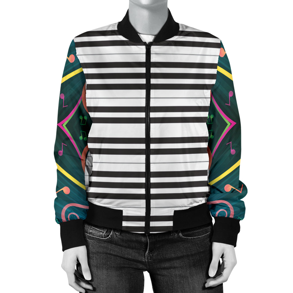 Piano Pattern Print Design 01 Women's Bomber Jacket