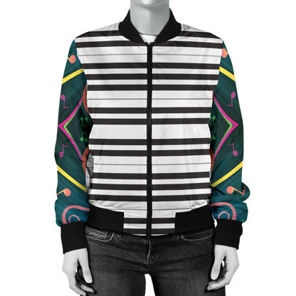 Piano Pattern Print Design 01 Women's Bomber Jacket