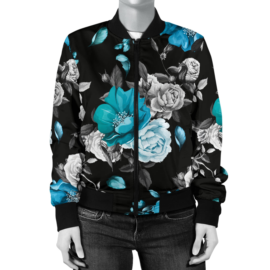 Rose Pattern Print Design A02 Women's Bomber Jacket