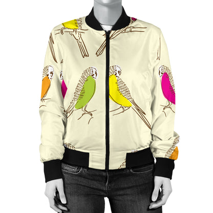 Parakeet Pattern Print Design A01 Women's Bomber Jacket