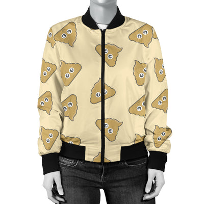 Poop Emoji Pattern Print Design A02 Women's Bomber Jacket