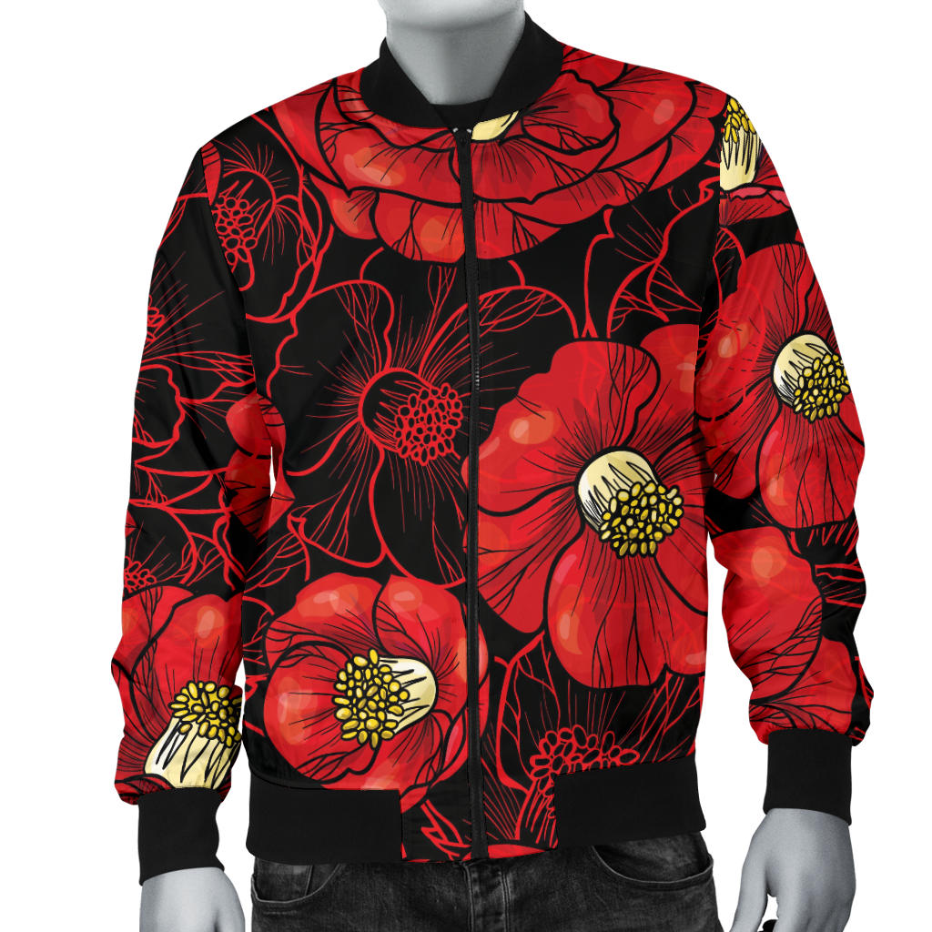 Camellia Pattern Print Design CM06 Men Bomber Jacket