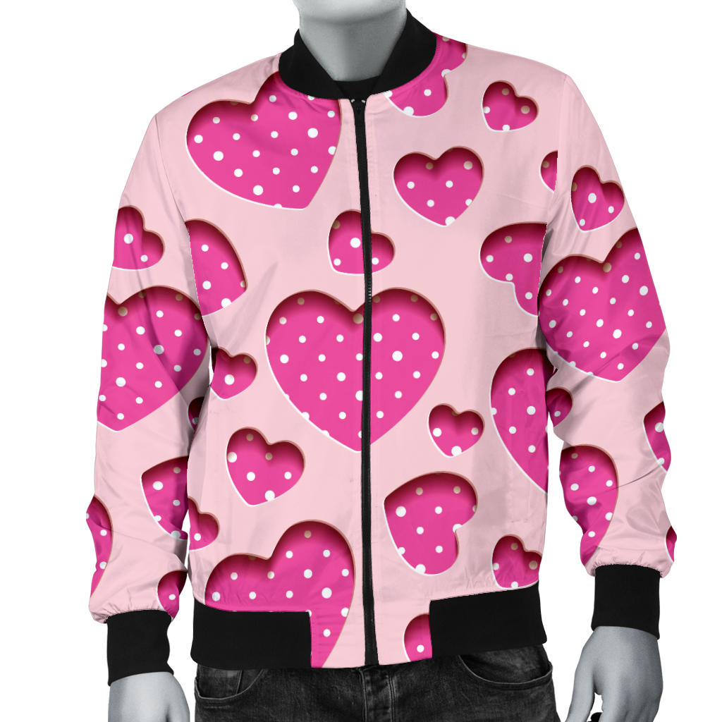 Heart Pink Pattern Print Design HE06 Men Bomber Jacket