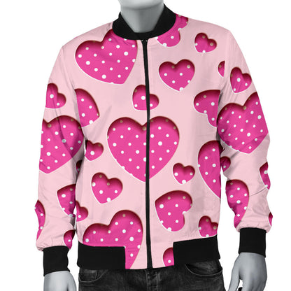 Heart Pink Pattern Print Design HE06 Men Bomber Jacket