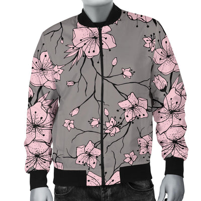 Cherry Blossom Pattern Print Design CB05 Men Bomber Jacket