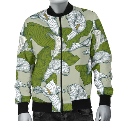 Lily Pattern Print Design LY08 Men Bomber Jacket