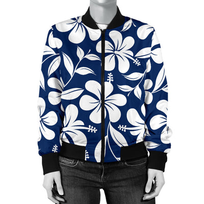 Hibiscus Pattern Print Design HB031 Women Bomber Jacket