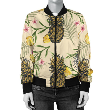 Pineapple Pattern Print Design PP012 Women Bomber Jacket