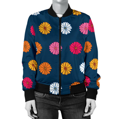 Gerberas Pattern Print Design GB06 Women Bomber Jacket