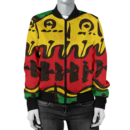 Rasta Pattern Print Design A01 Women's Bomber Jacket