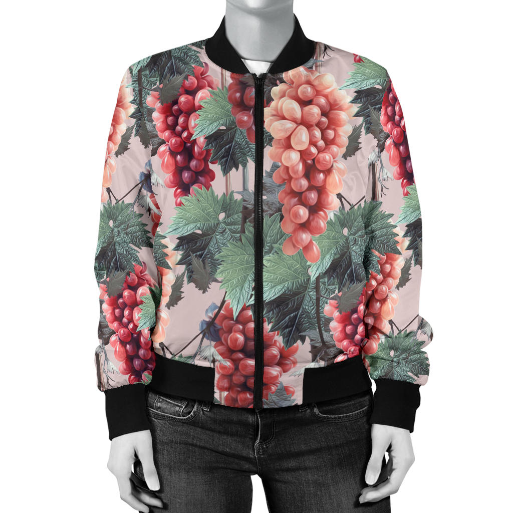 Grape Pattern Print Design GP01 Women Bomber Jacket