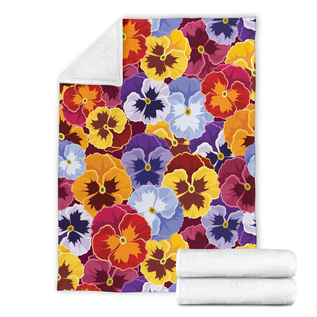Pansy Pattern Print Design PS01 Fleece Blanket