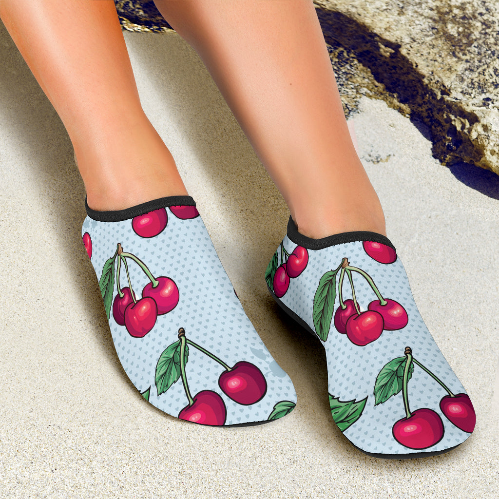 Cherry Pattern Print Design CH01 Aqua Water Shoes
