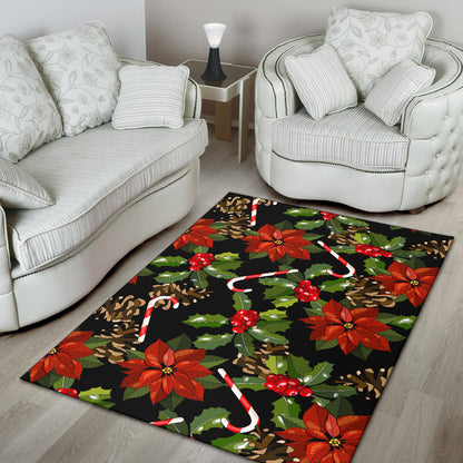 Poinsettia Pattern Print Design POT01 Area Rugs