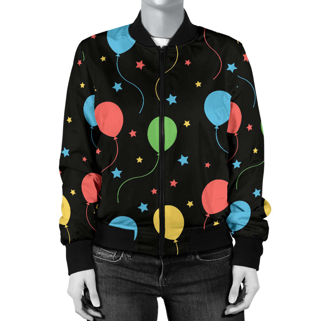 Ballon Colorful Pattern Print Design 04 Women's Bomber Jacket