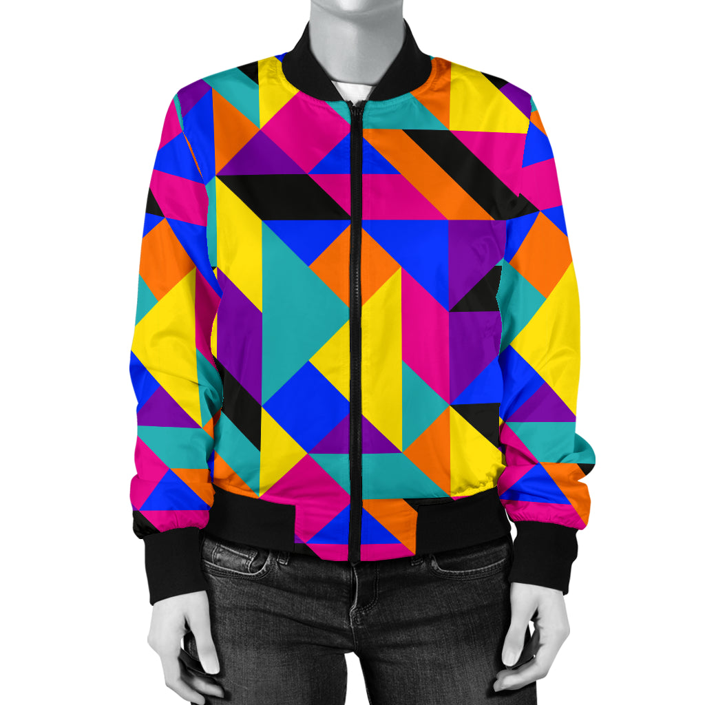 90s Colorful Pattern Print Design 1 Women's Bomber Jacket