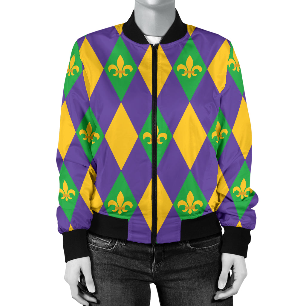 Mardi Gras Pattern Print Design 05 Women's Bomber Jacket