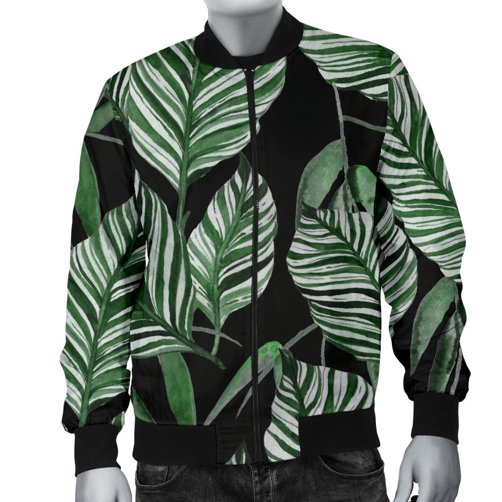 Palm Leaves Pattern Print Design PL09 Men Bomber Jacket