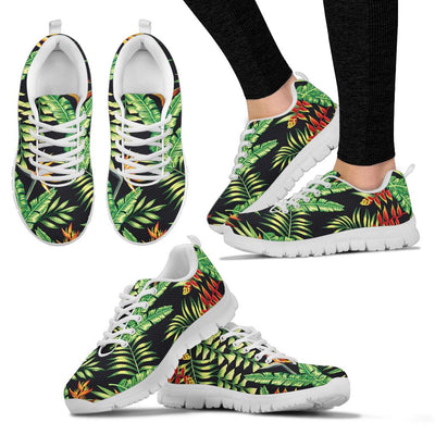 Hawaiian Flower Tropical Palm Leaves Sneakers White Bottom Shoes