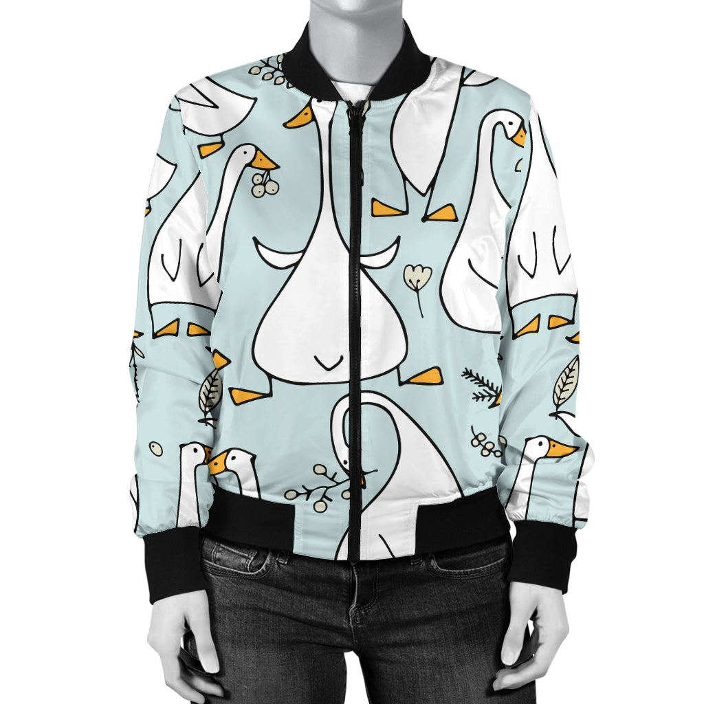 Goose Pattern Print Design 03 Women's Bomber Jacket