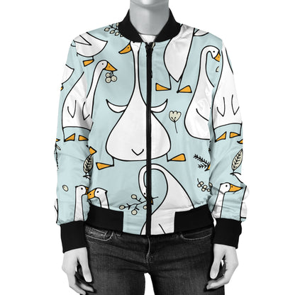 Goose Pattern Print Design 03 Women's Bomber Jacket