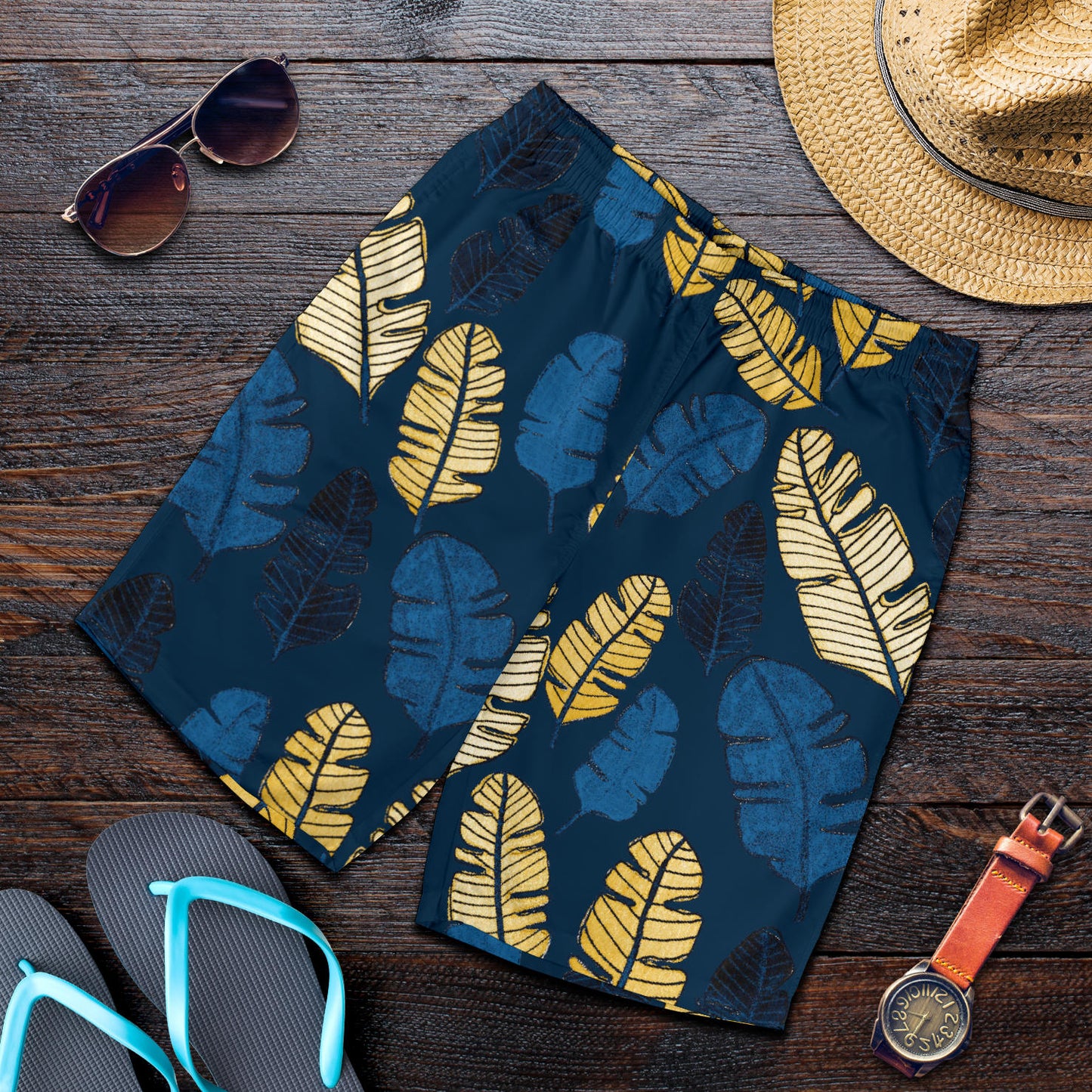 Banana Leaf Pattern Print Design BL09 Mens Shorts