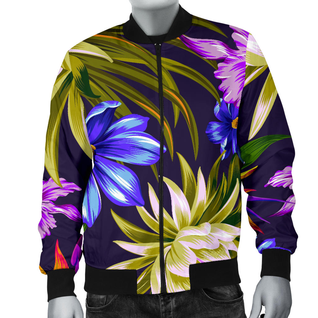 Water Lily Pattern Print Design WL08 Men Bomber Jacket