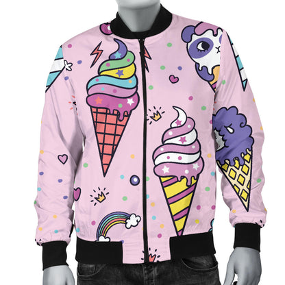 Ice Cream Pattern Print Design IC05 Men Bomber Jacket