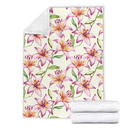 Lily Pattern Print Design LY011 Fleece Blanket