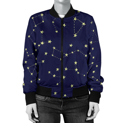 Constellation Pattern Print Design 02 Women's Bomber Jacket
