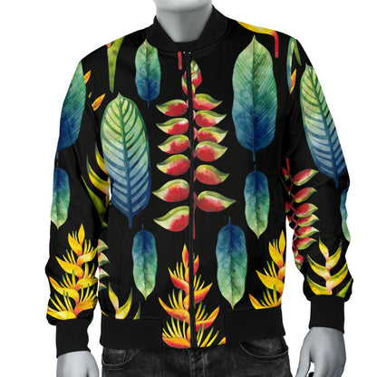 Heliconia Pattern Print Design HL03 Men Bomber Jacket