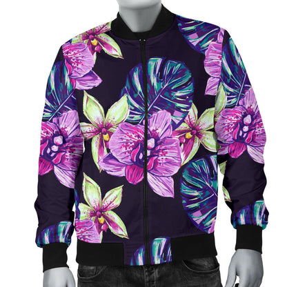 Orchid Pattern Print Design OR010 Men Bomber Jacket