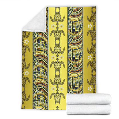 Polynesian Turtle Hawaiian Design Print Fleece Blanket