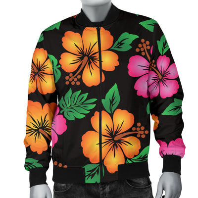 Hibiscus Pattern Print Design HB029 Men Bomber Jacket