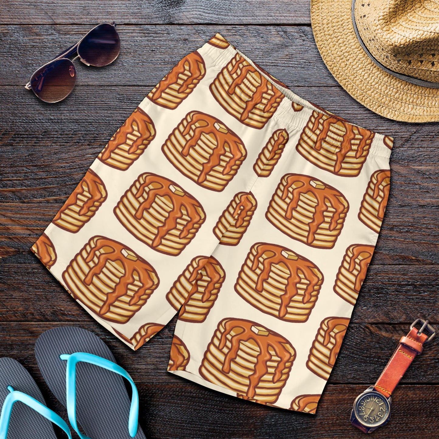 Pancake Pattern Print Design A02 Mens Shorts