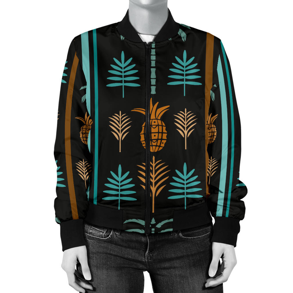 Hawaiian Themed Pattern Print Design H023 Women Bomber Jacket
