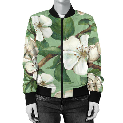Apple blossom Pattern Print Design AB02 Women Bomber Jacket