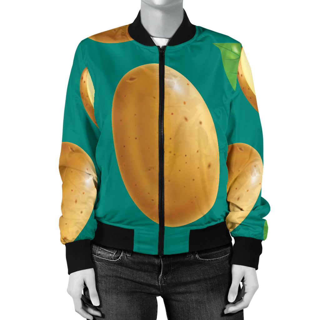 Potato Pattern Print Design A04 Women's Bomber Jacket