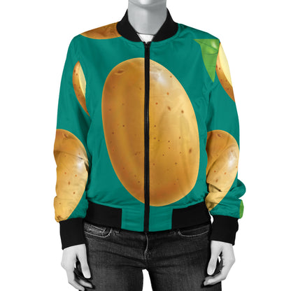 Potato Pattern Print Design A04 Women's Bomber Jacket