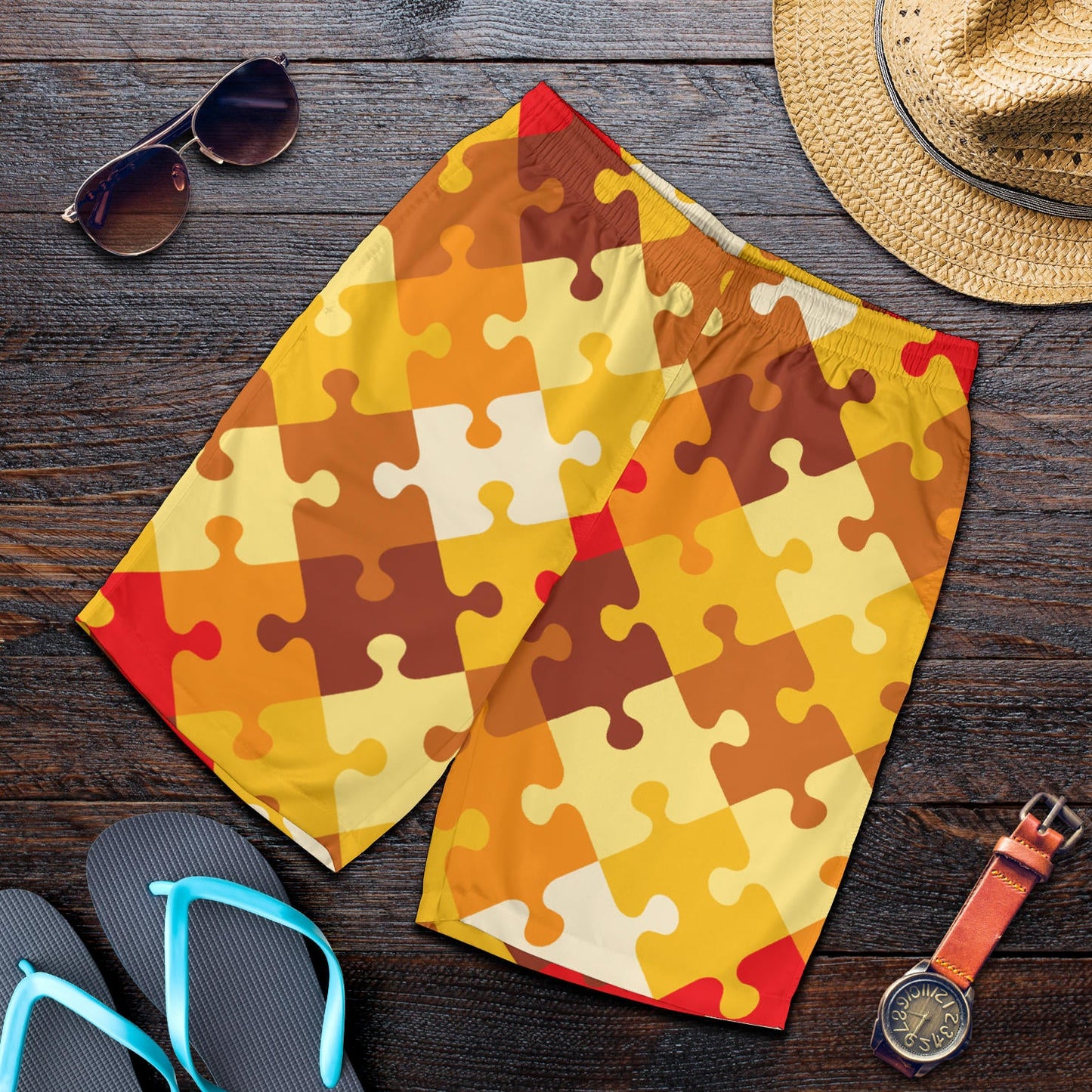 Puzzle Pattern Print Design A01 Mens Shorts