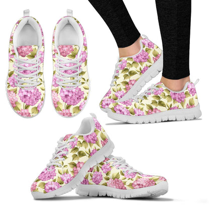 Hydrangea Pattern Print Design HD05 Sneakers White Bottom Shoes