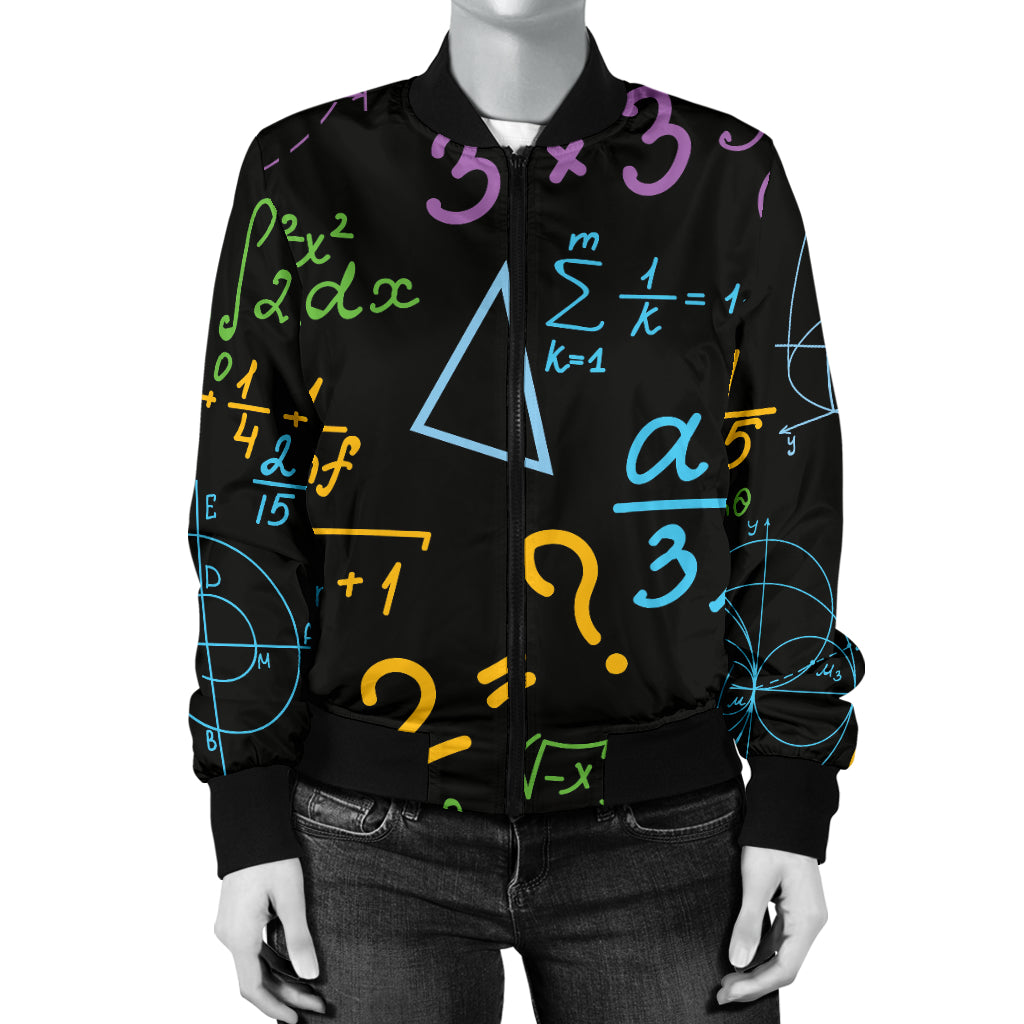 Math Pattern Print Design 03 Women's Bomber Jacket