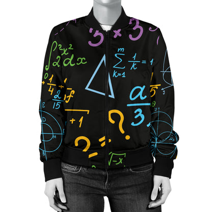 Math Pattern Print Design 03 Women's Bomber Jacket
