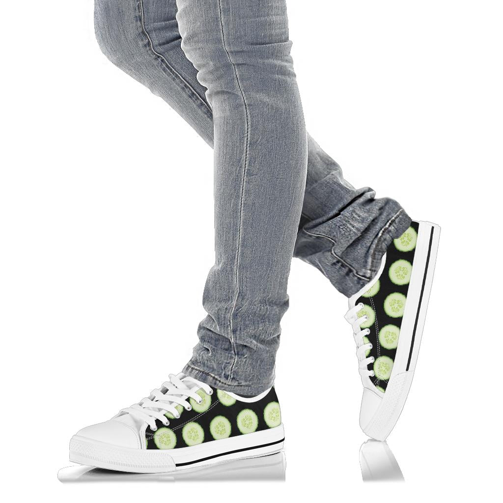 Cucumber Pattern Print Design CC02 White Bottom Low Top Shoes